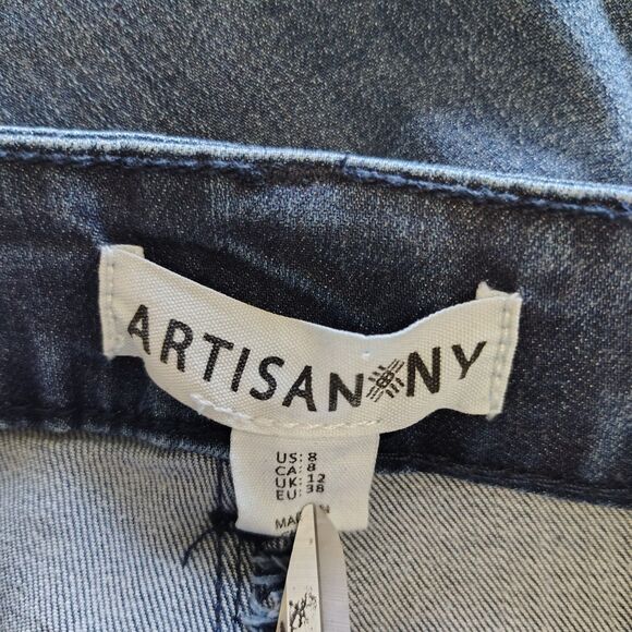 Artisan NY Sequin Distressed High Rise Sz 8 Women's Stretch Medium Wash Jeans - Picture 4 of 5